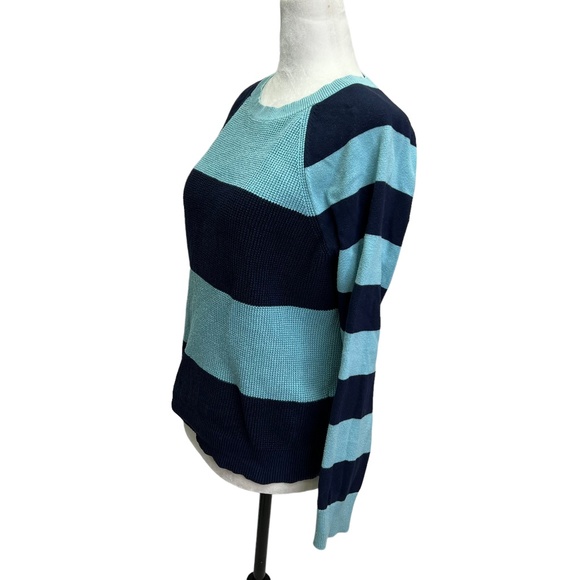 CHAPS Cotton Blue Striped Crew Neck Sweater Size S - Picture 5 of 9